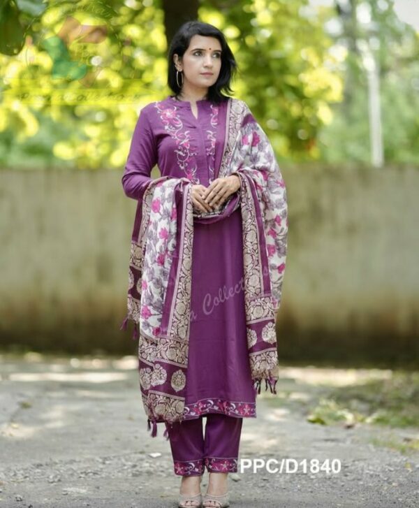 Black Print Hand Work Cotton Anarkali Kurti Pant Malmal Dupatta For Women